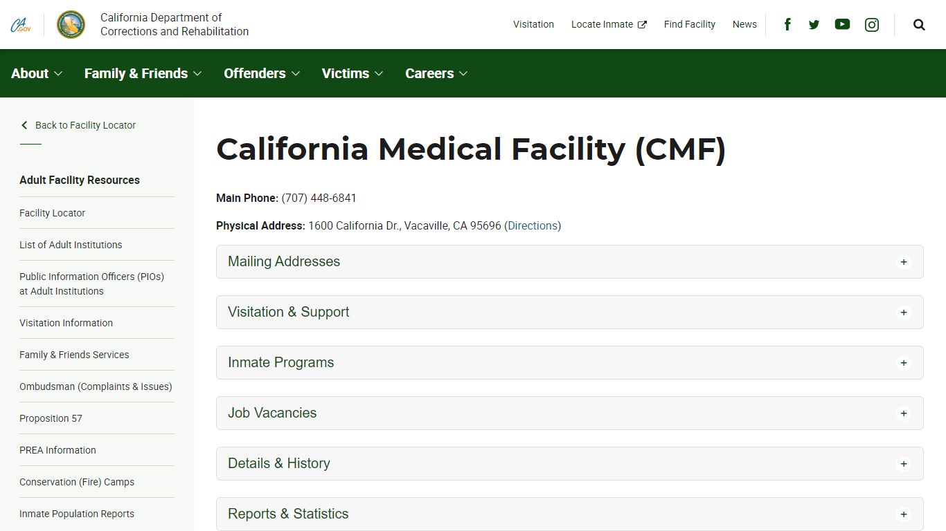 California Medical Facility (CMF) - California Department ...